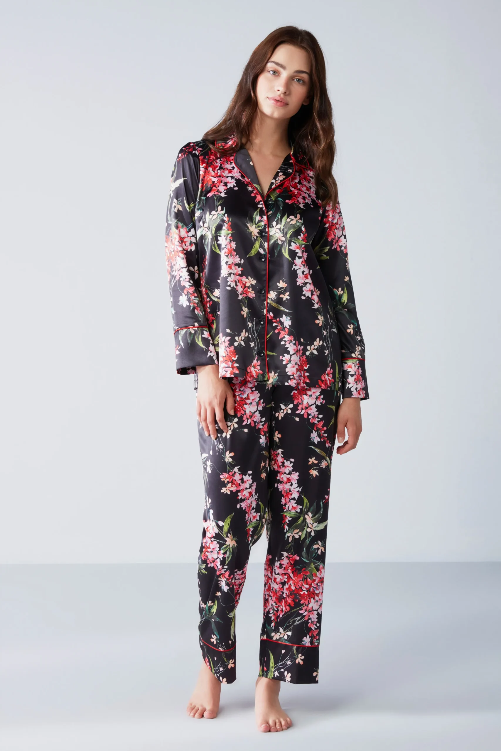 Floral Satin Pajama Set