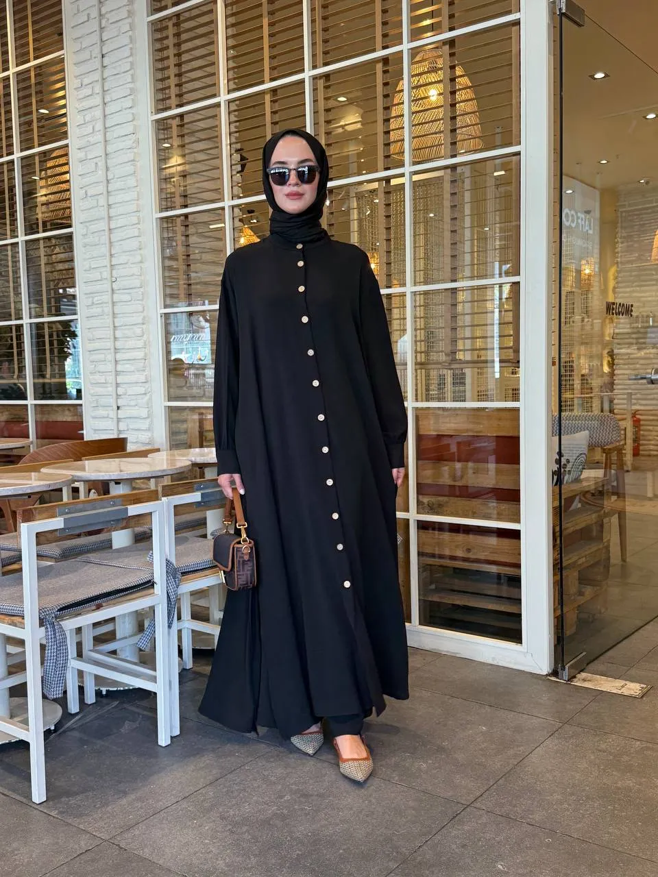 Efsun Modest Two-Piece Set – Elegant Button-Front Tunic & Relaxed Pants Model-541