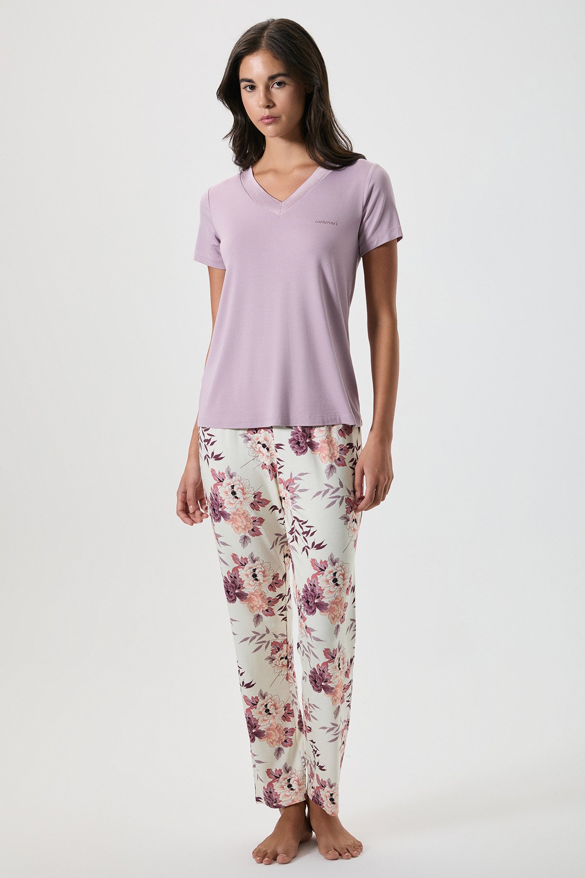 Satin Collar Detail Pajama Set 20208