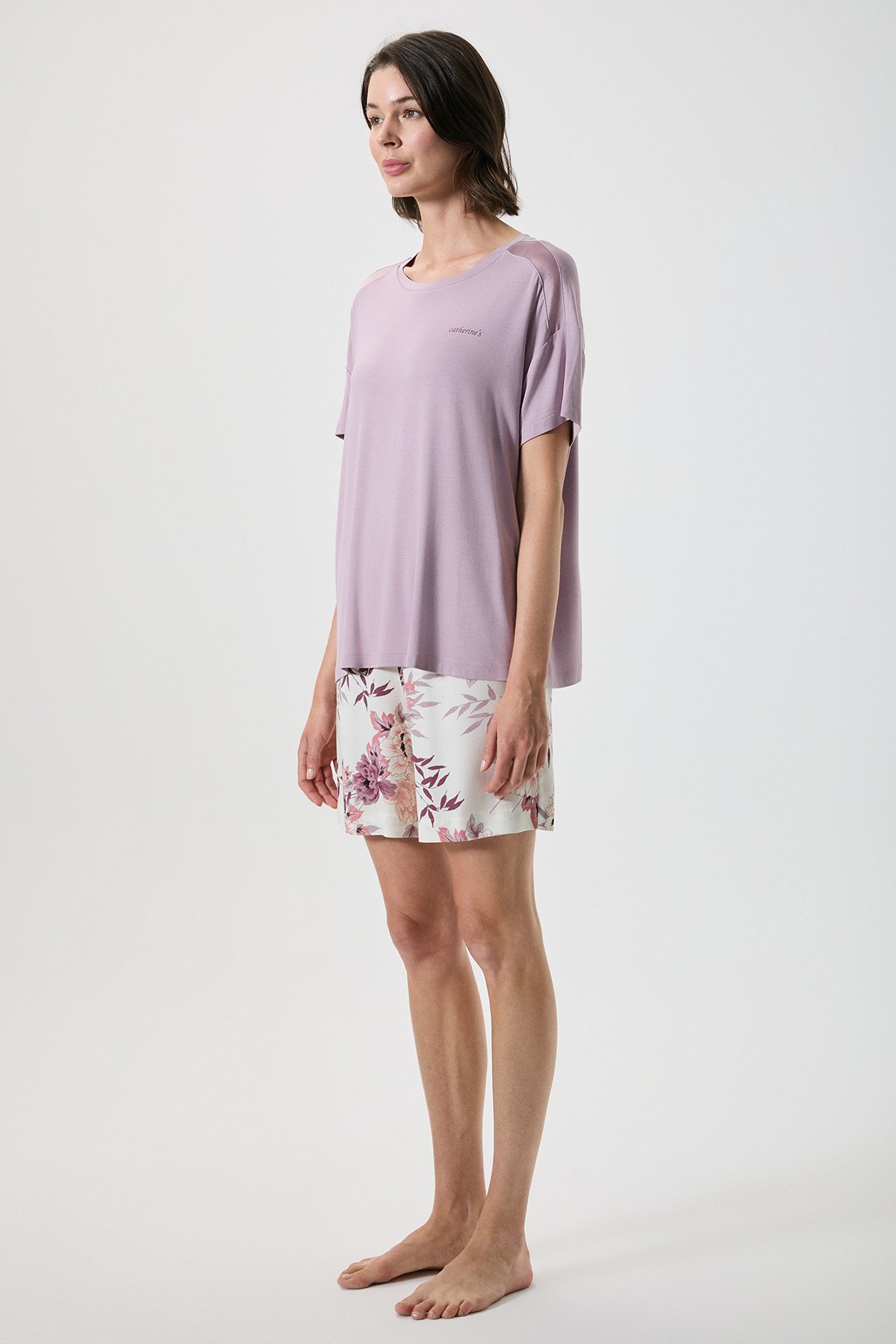 Shorts Set With Satin Collar Detail 20209