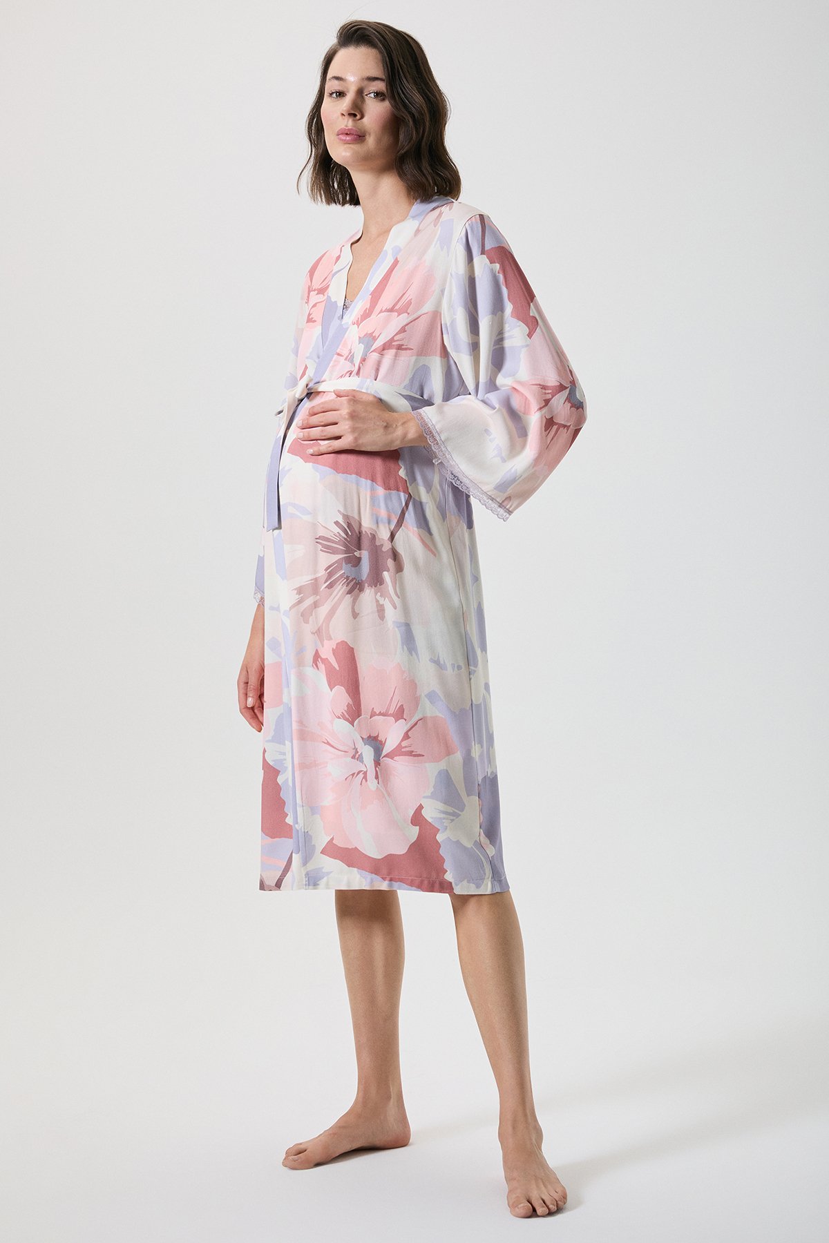 Floral Patterned Maternity Robe 20245
