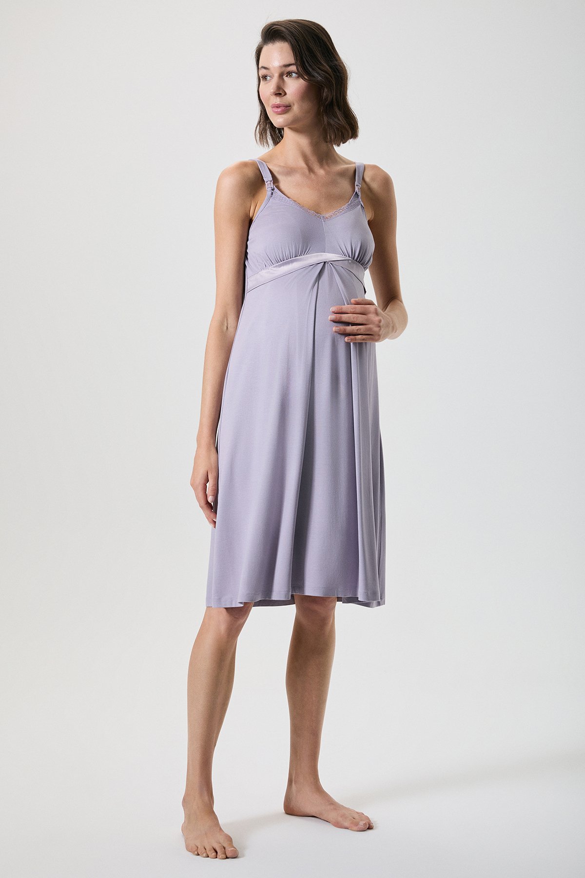 Breastfeeding Detail Sleeveless Maternity Nightgown 20248